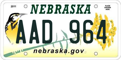 NE license plate AAD964