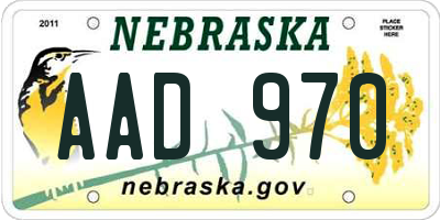 NE license plate AAD970