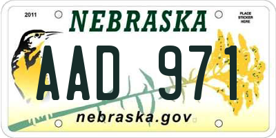 NE license plate AAD971