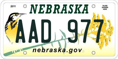 NE license plate AAD977