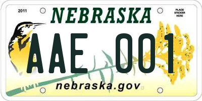 NE license plate AAE001