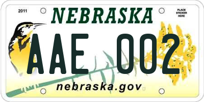 NE license plate AAE002