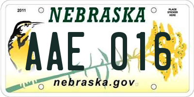 NE license plate AAE016