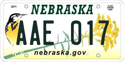 NE license plate AAE017