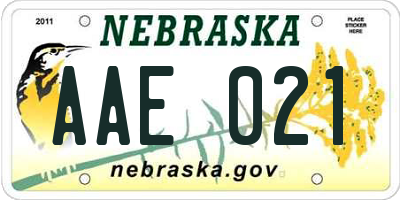 NE license plate AAE021