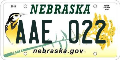 NE license plate AAE022