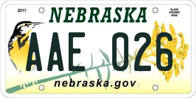 NE license plate AAE026