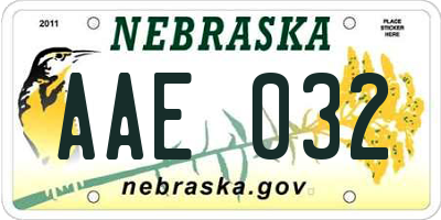 NE license plate AAE032