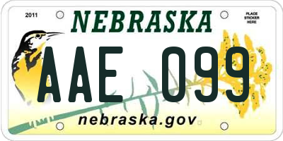 NE license plate AAE099