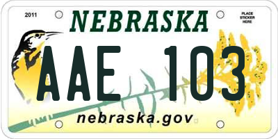 NE license plate AAE103