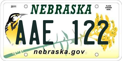 NE license plate AAE122