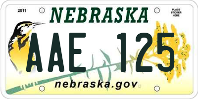 NE license plate AAE125