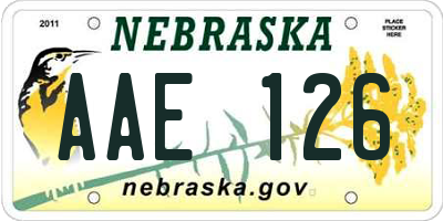 NE license plate AAE126