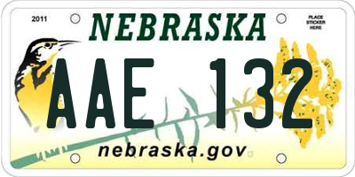 NE license plate AAE132