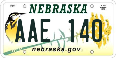 NE license plate AAE140