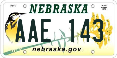 NE license plate AAE143