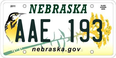 NE license plate AAE193