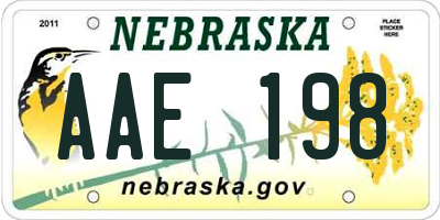 NE license plate AAE198
