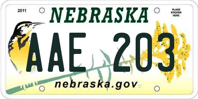NE license plate AAE203