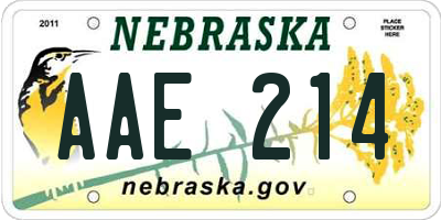 NE license plate AAE214