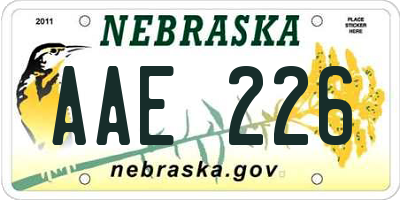 NE license plate AAE226