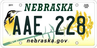 NE license plate AAE228