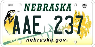 NE license plate AAE237