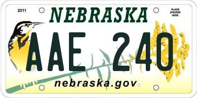 NE license plate AAE240