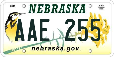 NE license plate AAE255