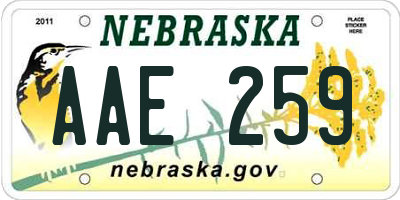 NE license plate AAE259