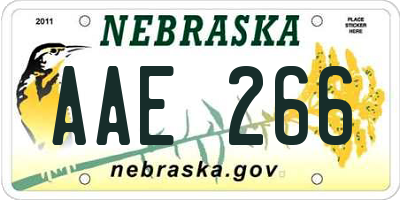 NE license plate AAE266