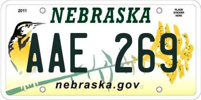 NE license plate AAE269