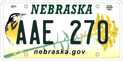 NE license plate AAE270