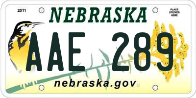 NE license plate AAE289