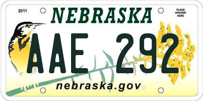 NE license plate AAE292