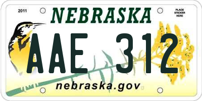 NE license plate AAE312