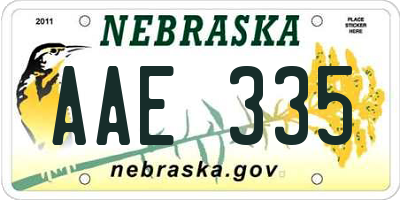 NE license plate AAE335