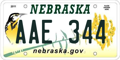 NE license plate AAE344