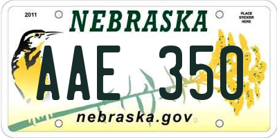 NE license plate AAE350