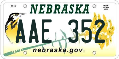 NE license plate AAE352