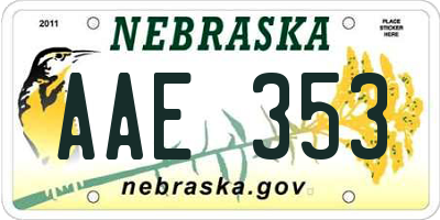 NE license plate AAE353