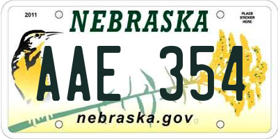 NE license plate AAE354