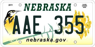 NE license plate AAE355