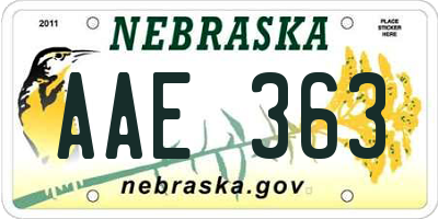 NE license plate AAE363