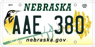 NE license plate AAE380