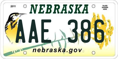 NE license plate AAE386