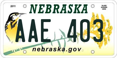 NE license plate AAE403