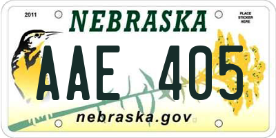 NE license plate AAE405