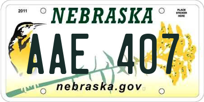 NE license plate AAE407