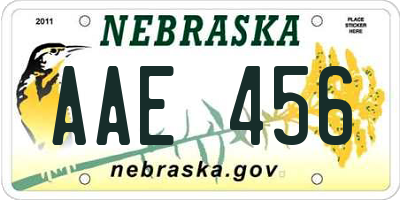 NE license plate AAE456